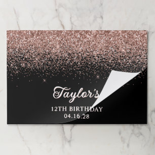 Sparkly Rose Gold Glitter Black 12th Birthday Paper Pad