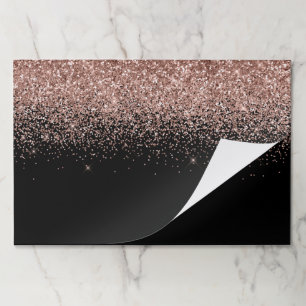 Sparkly Rose Gold Glitter Black Paper Pad