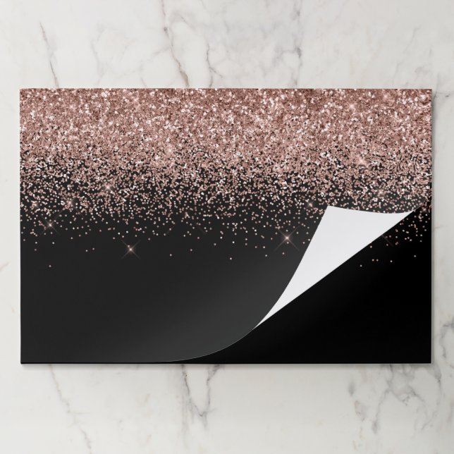Sparkly Rose Gold Glitter Black Paper Pad (Folded)