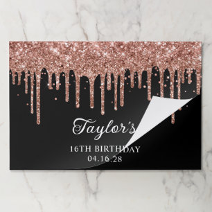 Sparkly Rose Gold Glitter Drips 16th Birthday Paper Pad