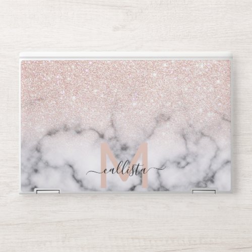 Sparkly Rose Gold Glitter Marble Ombre HP Laptop Skin