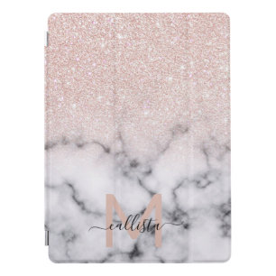 Sparkly Rose Gold Glitter Marble Ombre iPad Pro Cover