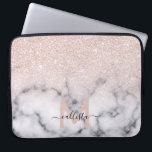 Sparkly Rose Gold Glitter Marble Ombre Laptop Sleeve<br><div class="desc">This elegant and girly pattern is perfect for the modern woman. It features faux printed sparkly rose gold glitter on top of a black and with marble pattern in the style of an ombre gradient. It's trendy, cool, chic, luxe, and stylish. ***IMPORTANT DESIGN NOTE: For any custom design request such...</div>