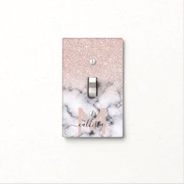 Sparkly Rose Gold Glitter Marble Ombre Light Switch Cover