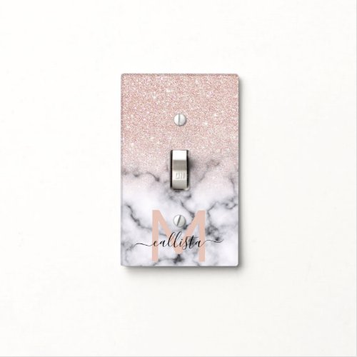 Sparkly Rose Gold Glitter Marble Ombre Light Switch Cover
