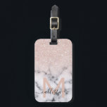 Sparkly Rose Gold Glitter Marble Ombre Luggage Tag<br><div class="desc">This elegant and girly pattern is perfect for the modern woman. It features faux printed sparkly rose gold glitter on top of a black and with marble pattern in the style of an ombre gradient. It's trendy, cool, chic, luxe, and stylish. ***IMPORTANT DESIGN NOTE: For any custom design request such...</div>
