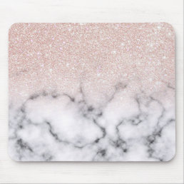 Sparkly Rose Gold Glitter Marble Ombre Mouse Pad