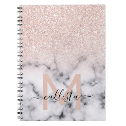 Sparkly Rose Gold Glitter Marble Ombre Notebook