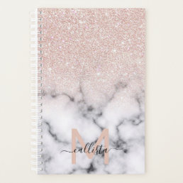 Sparkly Rose Gold Glitter Marble Ombre Planner