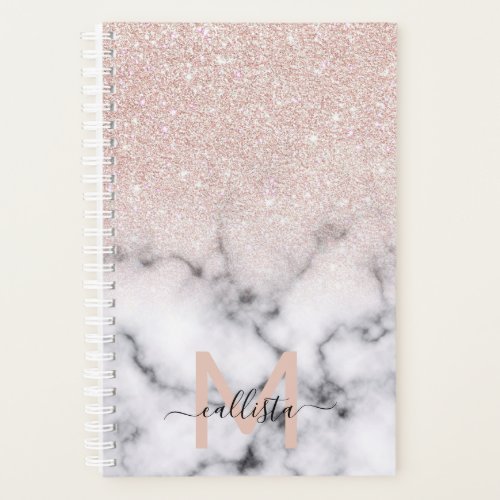 Sparkly Rose Gold Glitter Marble Ombre Planner
