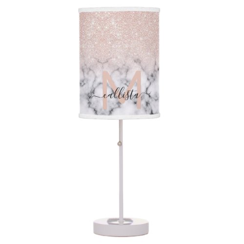 Sparkly Rose Gold Glitter Marble Ombre Table Lamp