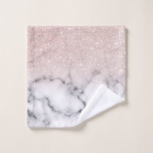 Sparkly Rose Gold Glitter Marble Ombre Wash Cloth