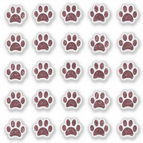 Sparkly Rose Gold Glitter Paw Prints Sticker Set