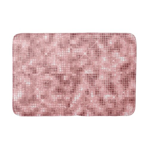 Sparkly Rose Gold Pink Luxury Sparkle Girly Bath Mat