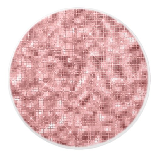 Sparkly Rose Gold Pink Luxury Sparkle Girly Ceramic Knob