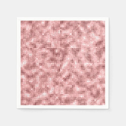 Sparkly Rose Gold Pink Luxury Sparkle Girly Party Napkins