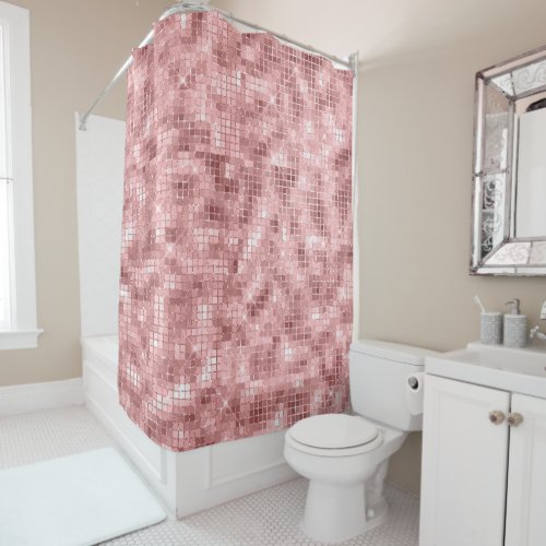 Sparkly Rose Gold Pink Luxury Sparkle Girly Shower Curtain