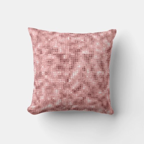 Sparkly Rose Gold Pink Luxury Sparkle Girly Throw Pillow