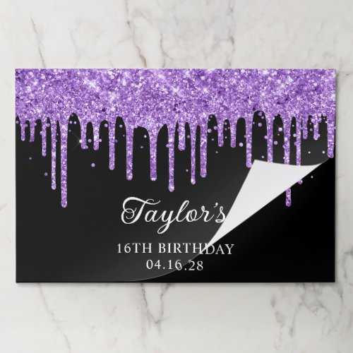 Sparkly Royal Purple Glitter Drips 16th Birthday Paper Pad