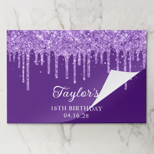 Sparkly Royal Purple Glittery Drips 16th Birthday Paper Pad