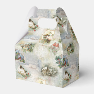 Sparkly Rustic Christmas Winter Scenes Collage Favor Boxes