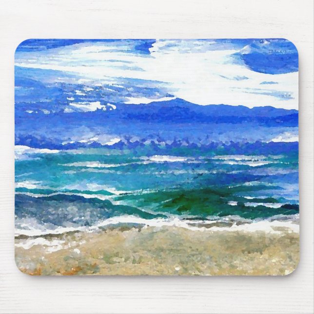 Sparkly Sea Ocean Beach Surf Gifts Sea Waves 2 Mouse Pad (Front)