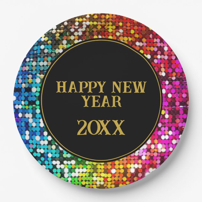 Sparkly Sequins Custom Party Paper Plates (Front)
