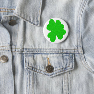 Sparkly shamrock lucky clover St. Patrick's Day Button