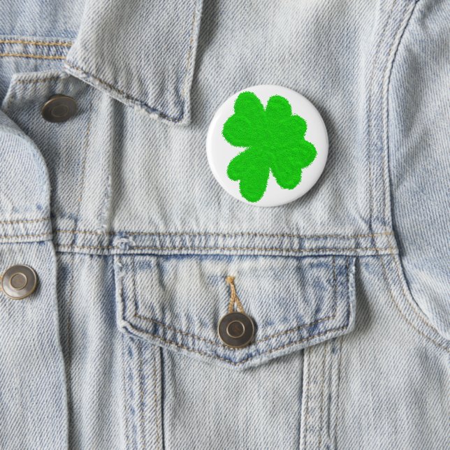 Sparkly shamrock lucky clover St. Patrick's Day Button (In Situ)