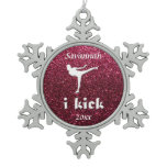 Sparkly Shimmering fuchsia 'i kick' custom Snowflake Pewter Christmas Ornament Sparkly Shimmering fuchsia 'i kick' custom Snowflake Pewter Christmas Ornament