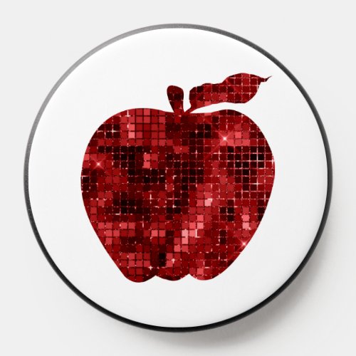 Sparkly shiny glam sequin teacher red apple PopSocket