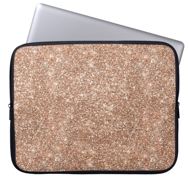 Sparkly Shiny Glitter Rose Gold Laptop Sleeve (Front)