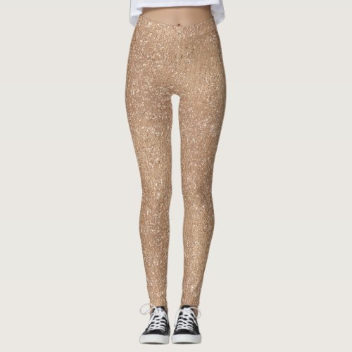 Sparkly Shiny Glitter Rose Gold Leggings