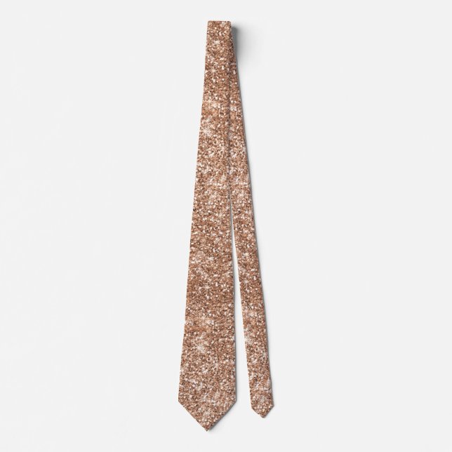 Sparkly Shiny Glitter Rose Gold Neck Tie (Front)