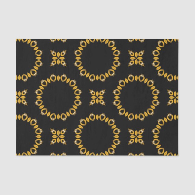 Sparkly Shiny Luxury Elegant Gold & Black Pattern Tissue Paper (Front)