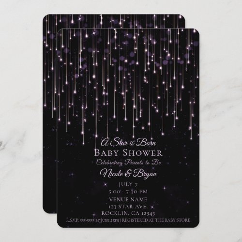 Sparkly Shooting Stars A Star is Born Baby Shower  Invitation