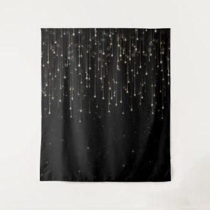 Sparkly Shooting Stars Black Elegant Party Tapestry