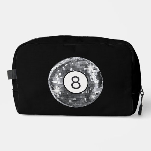 Sparkly Silver and Black Disco 8 Ball Girly Trendy Dopp Kit