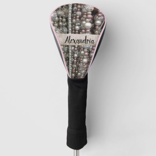 Sparkly Silver and Pink Stringed Beads          Golf Head Cover