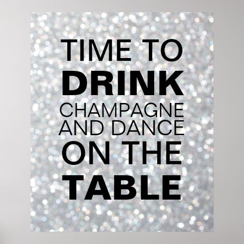 Sparkly Silver Champagne Party Poster