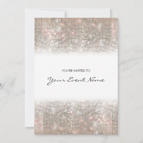Sparkly Silver Faux Sequins Festive Party Invitation