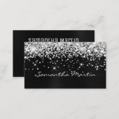 Sparkly Silver Glitter Black Foil Business Card (Front/Back)