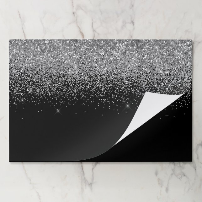 Sparkly Silver Glitter Black Paper Pad (Folded)