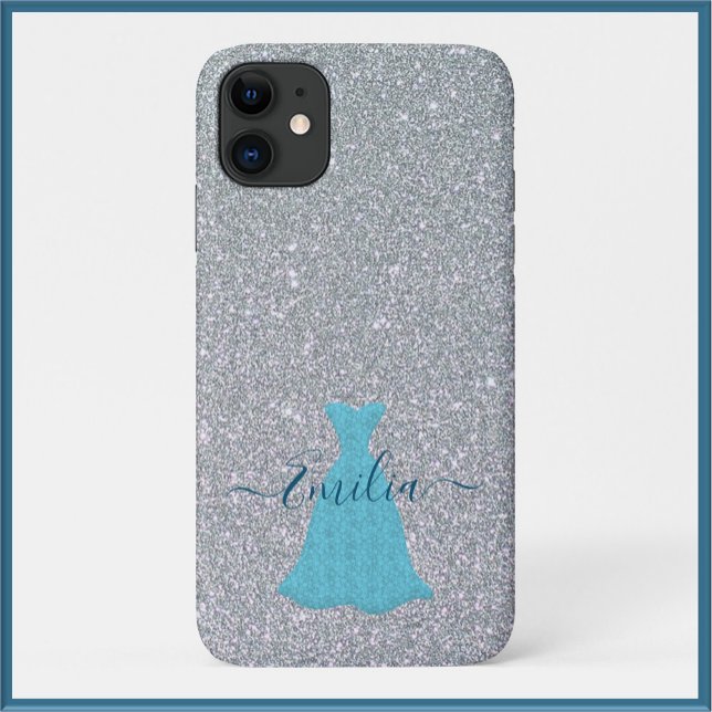Sparkly Silver Glitter Blue Gown Case-Mate iPhone Case (Creator Uploaded)