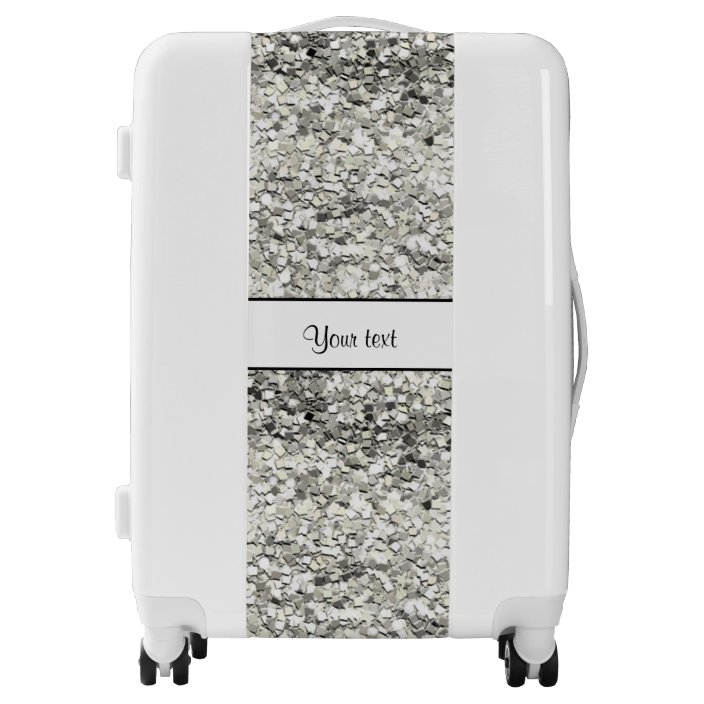 silver glitter suitcase