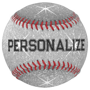 Sparkly silver glitter personalized softball gift