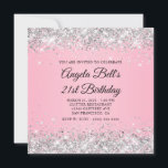 Sparkly Silver Glitter Pink 21st Birthday Invitation<br><div class="desc">An elegant fancy monogram fabulous 21st birthday invitation for her. Faux silver glitter girly glam with sparkles against a light pink ombre graphic image. Delete the gradient graphic image if you'd prefer a solid color background. Customize the fancy classic flourish calligraphy script monogram on the back side to create your...</div>