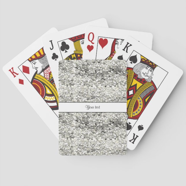 Sparkly Silver Glitter Poker Cards (Back)
