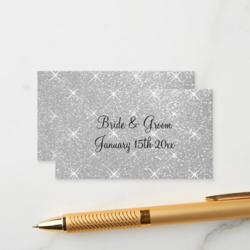 Sparkly silver glitter wedding enclosure cards