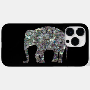 Sparkly silver mosaic glitter Elephant Case-Mate iPhone 14 Pro Max Case